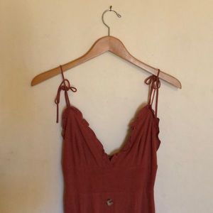 Lulu’s Linen burnt Orange midi dress